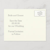 Damask lavendel, grijs, ivoren bruiloft Save the D Aankondigingskaart (Achterkant)