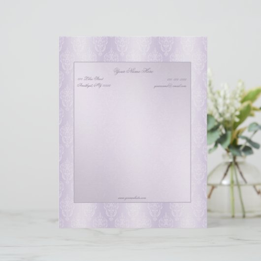 Damask Lavender Shine Persoonlijk Briefhoofd (Staand voorkant)