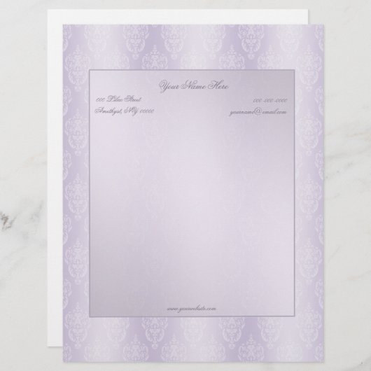 Damask Lavender Shine Persoonlijk Briefhoofd (Voorkant / Achterkant)