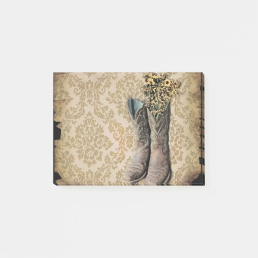 Damask lavender Western country cowboy laarzen Post-it® Notes (Voorkant)