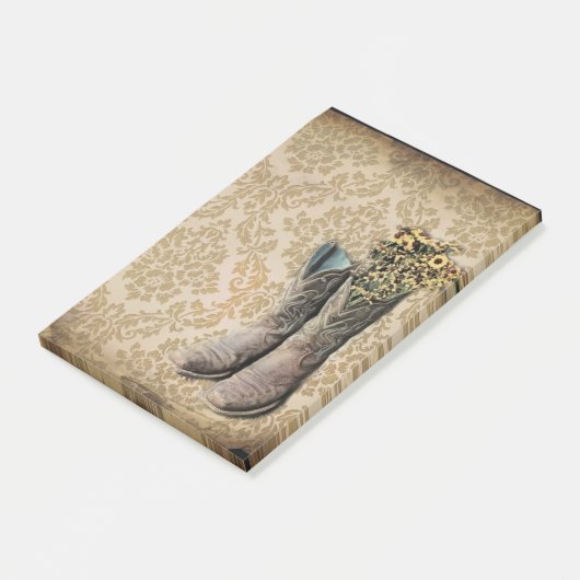 Damask lavender Western country cowboy laarzen Post-it® Notes (Schuin)
