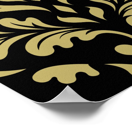 Damask Leafy Baroque Pattern Black & Golds Poster (Hoek)