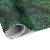 Damask, Leaves en Lights op Green Cadeaupapier (Rol Hoek)