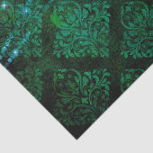 Damask, Leaves en Lights op Green Decoupage Tissuepapier (Detail)