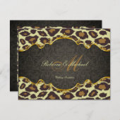 Damask Leopard Wedding Invites Kaart (Voorkant / Achterkant)