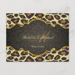 Damask Leopard Wedding Invites Kaart