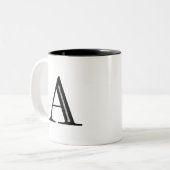 Damask Letter A - Black Tweekleurige Koffiemok (Voorkant links)