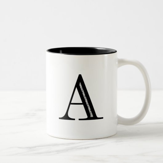 Damask Letter A - Black Tweekleurige Koffiemok (Rechts)