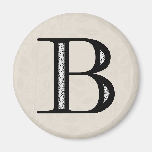 Damask Letter B - zwart Magneet (Voorkant)