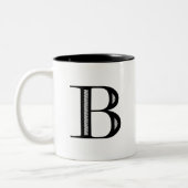 Damask Letter B - zwart Tweekleurige Koffiemok (Links)