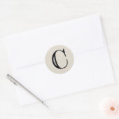 Damask Letter C - zwart Ronde Sticker (Envelop)