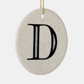 Damask Letter D - zwart Keramisch Ornament (Rechts)