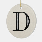 Damask Letter D - zwart Keramisch Ornament (Links)