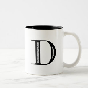 Damask Letter D - zwart Tweekleurige Koffiemok