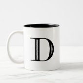 Damask Letter D - zwart Tweekleurige Koffiemok (Links)