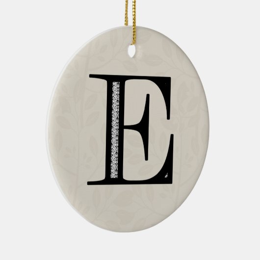 Damask Letter E - Black Keramisch Ornament (Rechts)