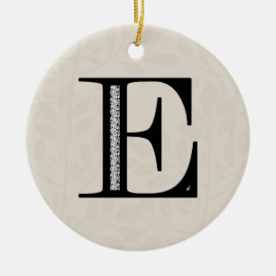 Damask Letter E - Black Keramisch Ornament