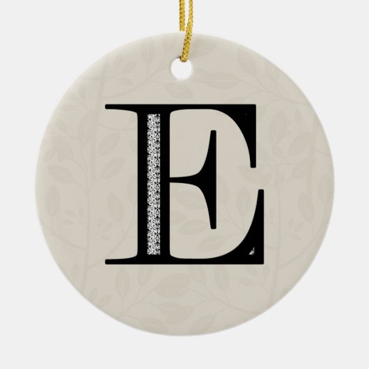 Damask Letter E - Black Keramisch Ornament (Voorkant)