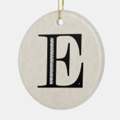 Damask Letter E - Black Keramisch Ornament (Links)