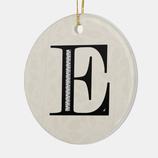 Damask Letter E - Black Keramisch Ornament (Links)
