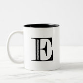 Damask Letter E - Black Tweekleurige Koffiemok (Links)