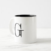 Damask Letter G - Black Tweekleurige Koffiemok (Voorkant links)