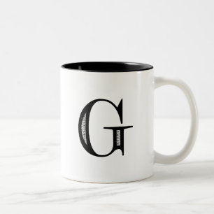 Damask Letter G - Black Tweekleurige Koffiemok