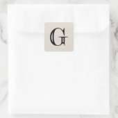 Damask Letter G - Black Vierkante Sticker (Tas)