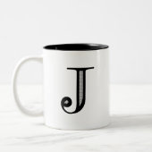 Damask Letter J - Black Tweekleurige Koffiemok (Links)