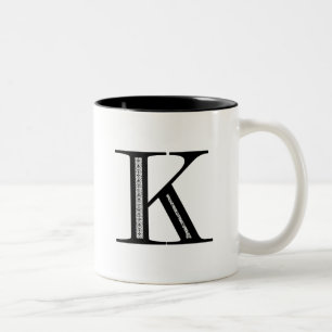 Damask Letter K - zwart Tweekleurige Koffiemok