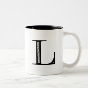 Damask Letter L - zwart Tweekleurige Koffiemok