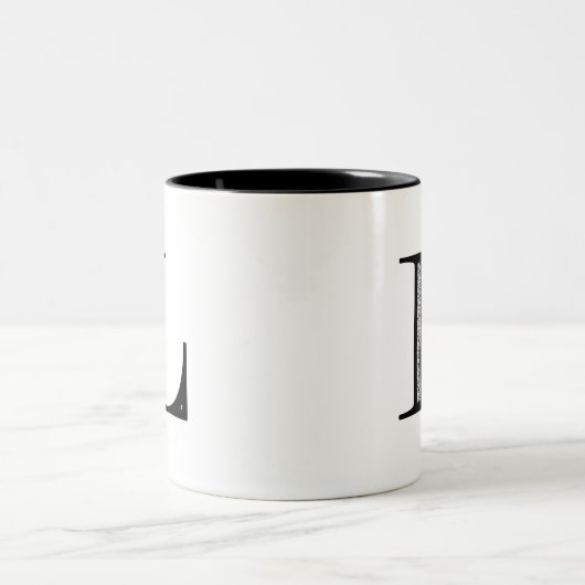 Damask Letter L - zwart Tweekleurige Koffiemok (Center)