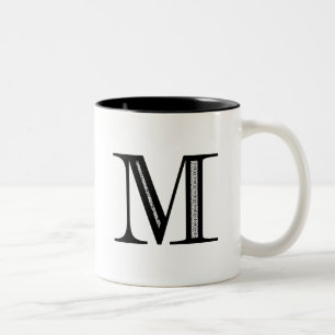 Damask Letter M - Black Tweekleurige Koffiemok