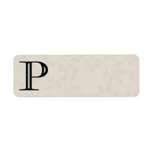 Damask Letter P - Black Etiket