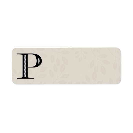 Damask Letter P - Black Etiket (Voorkant)