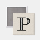 Damask Letter P - Black Magneet (Voorkant / Achterkant)
