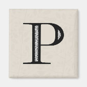 Damask Letter P - Black Magneet (Voorkant)