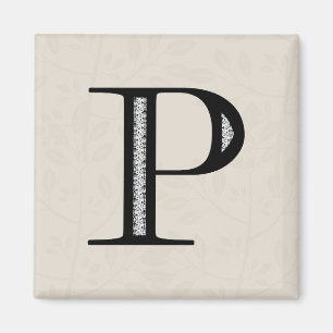 Damask Letter P - Black Magneet