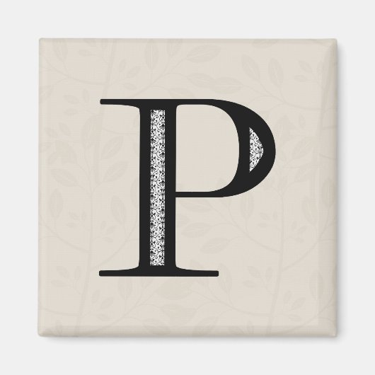Damask Letter P - Black Magneet (Voorkant)