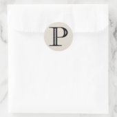 Damask Letter P - Black Ronde Sticker (Tas)