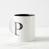Damask Letter P - Black Tweekleurige Koffiemok (Voorkant links)