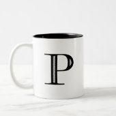 Damask Letter P - Black Tweekleurige Koffiemok (Links)
