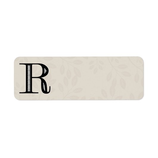 Damask Letter R - Black Etiket (Voorkant)