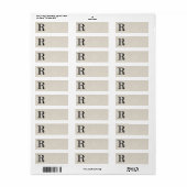 Damask Letter R - Black Etiket (Full Sheet)