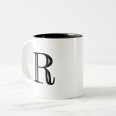 Damask Letter R - Black Tweekleurige Koffiemok (Voorkant links)