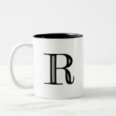 Damask Letter R - Black Tweekleurige Koffiemok (Links)