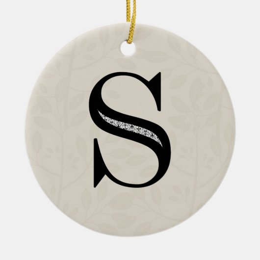 Damask Letter S - Black Keramisch Ornament (Voorkant)