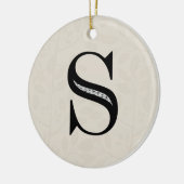 Damask Letter S - Black Keramisch Ornament (Links)