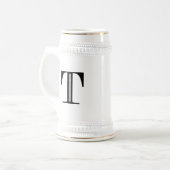 Damask Letter T - Black Bierpul (Voorkant links)