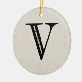 Damask Letter V - zwart Keramisch Ornament (Links)